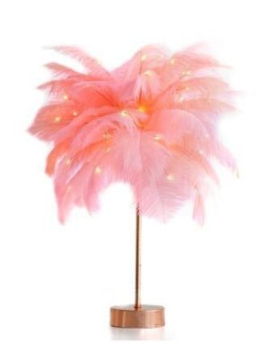 Decorative Feather Desk Lamp with Remote Control, USB & Battery Powered for Bedroom