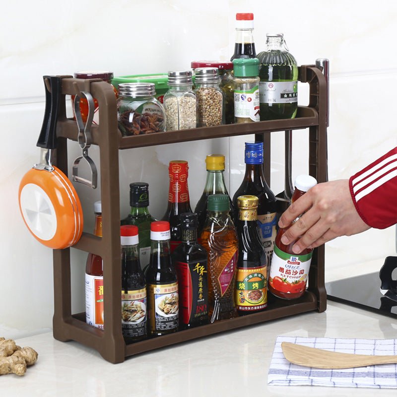 Foldable Multi-Layer Kitchen Storage Rack, Plastic Shelving Organizer