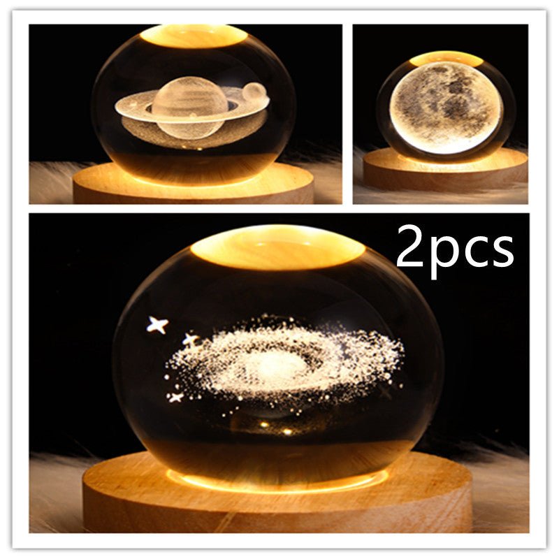3D Galaxy Crystal Ball LED Night Light, Dimmable Table Lamp