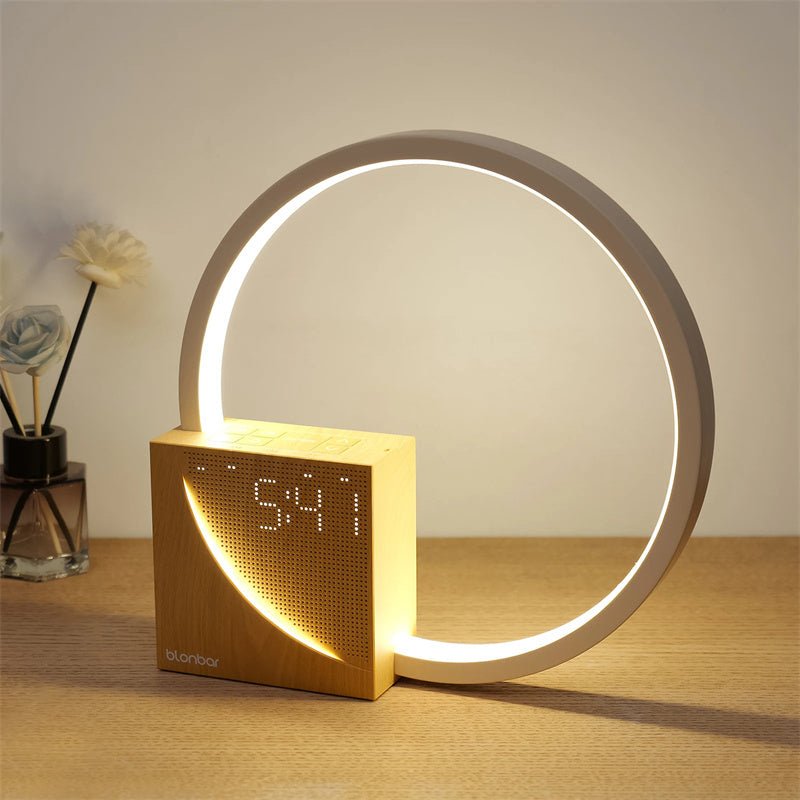 Multifunction Bedside Lamp with Alarm Clock, Natural Sounds, & 10W USB Charging