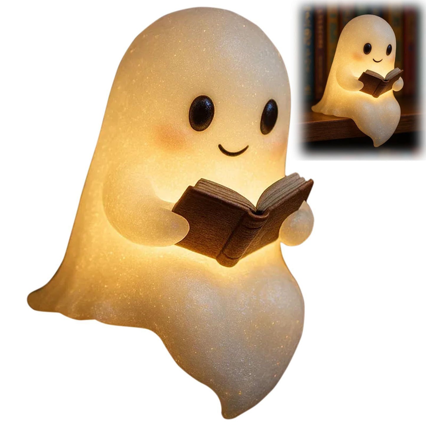 [Cute LED Ghost Night Light] Kids Bedside Lamp Halloween Decor Warm Glow