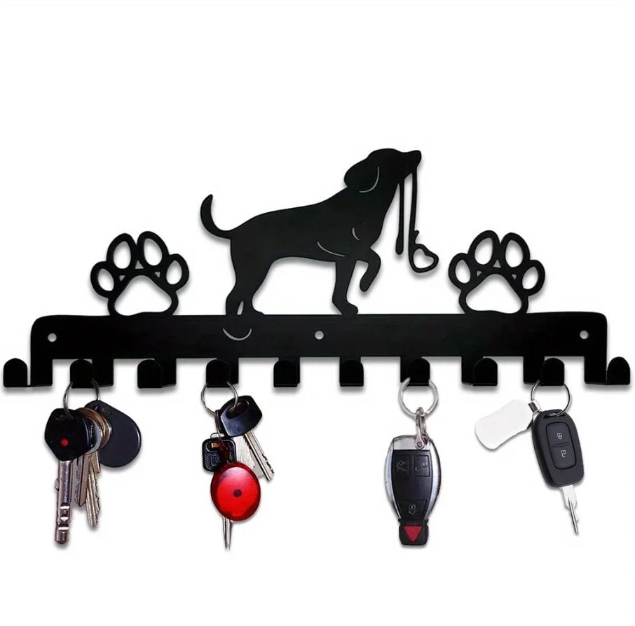Key holder with dog and paw design on a white background