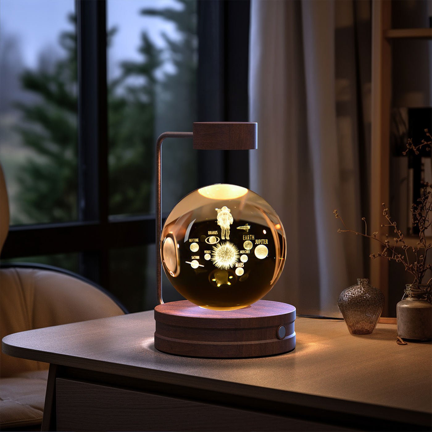 3D Crystal Ball Night Light, Magnetic Floating LED Lamp with Touch Switch