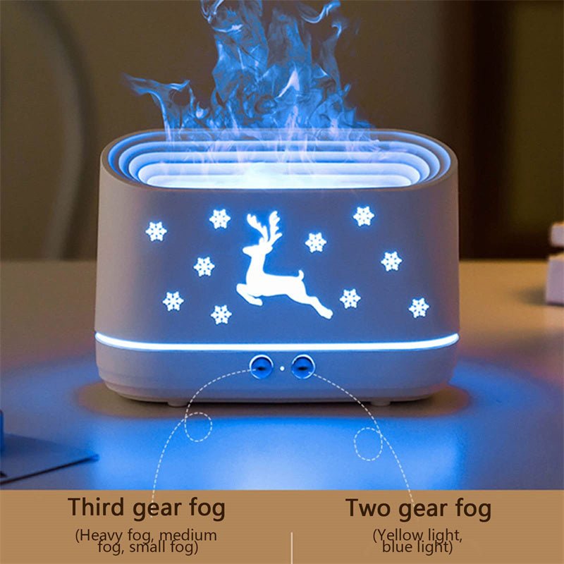 Christmas Flame Humidifier, Mute Essential Oil Diffuser with Elk Pattern
