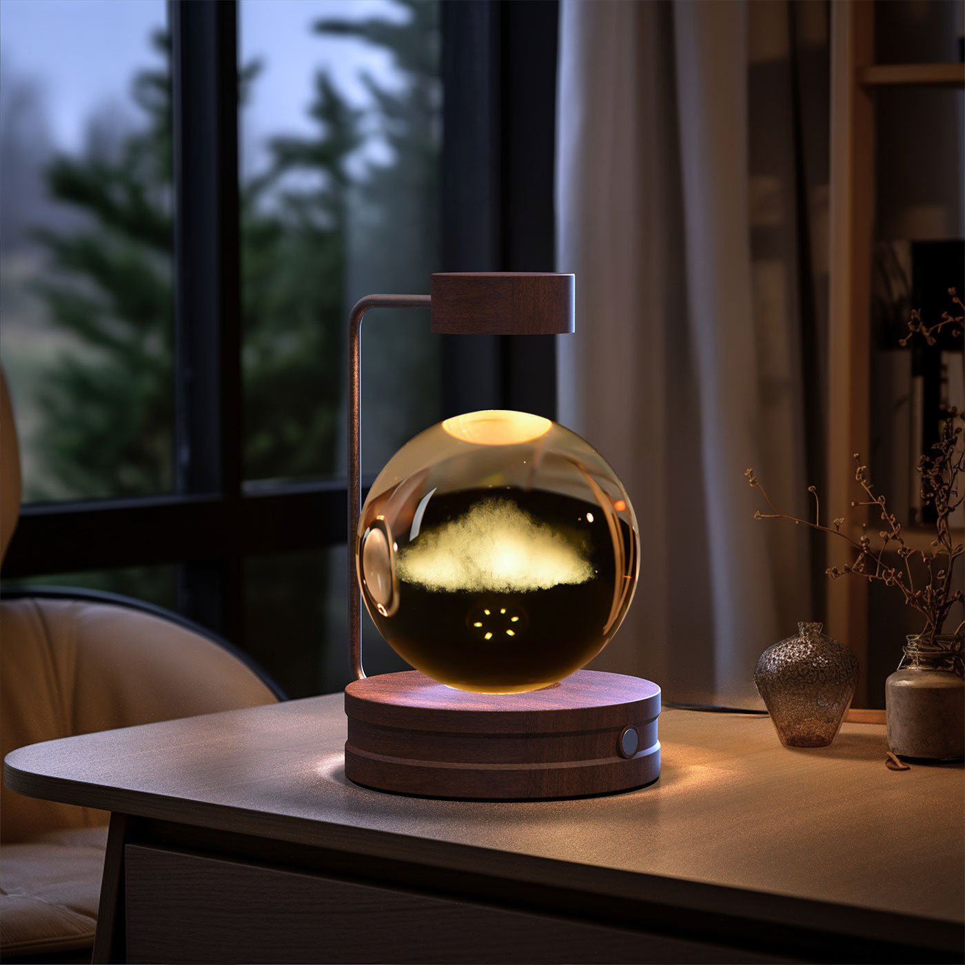 3D Crystal Ball Night Light, Magnetic Floating LED Lamp with Touch Switch