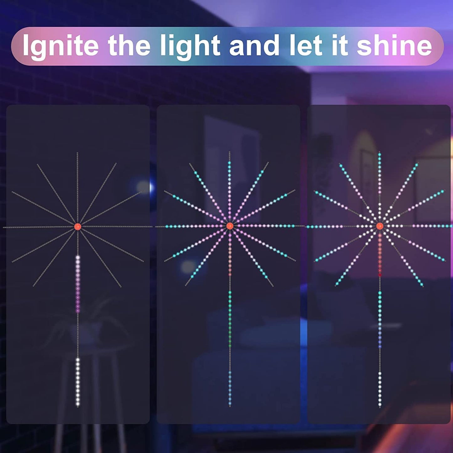 LED Firework Strip Lights with Music Sync & Remote Control for Parties & Room Decor