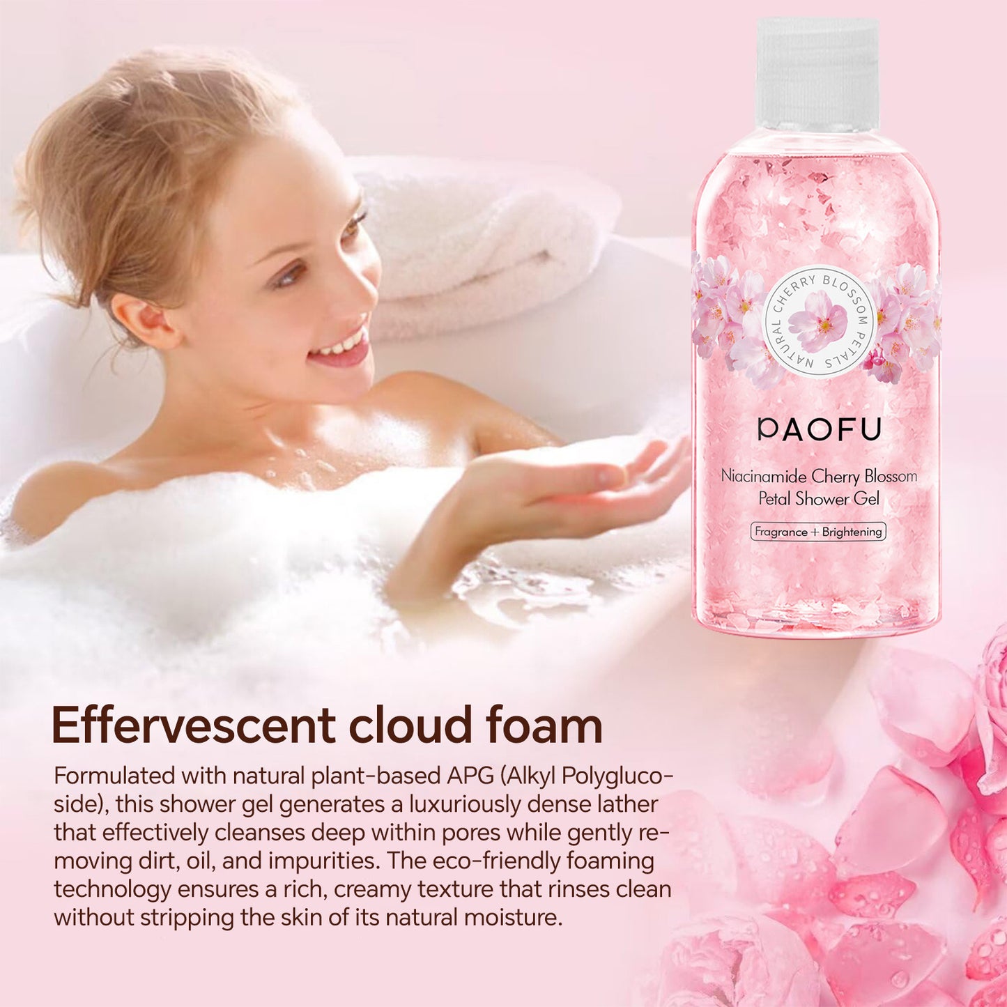 Niacinamide Cherry Blossom Body Wash – Petal Shower Gel, Fragrance & Brightening, Gentle Cleansing