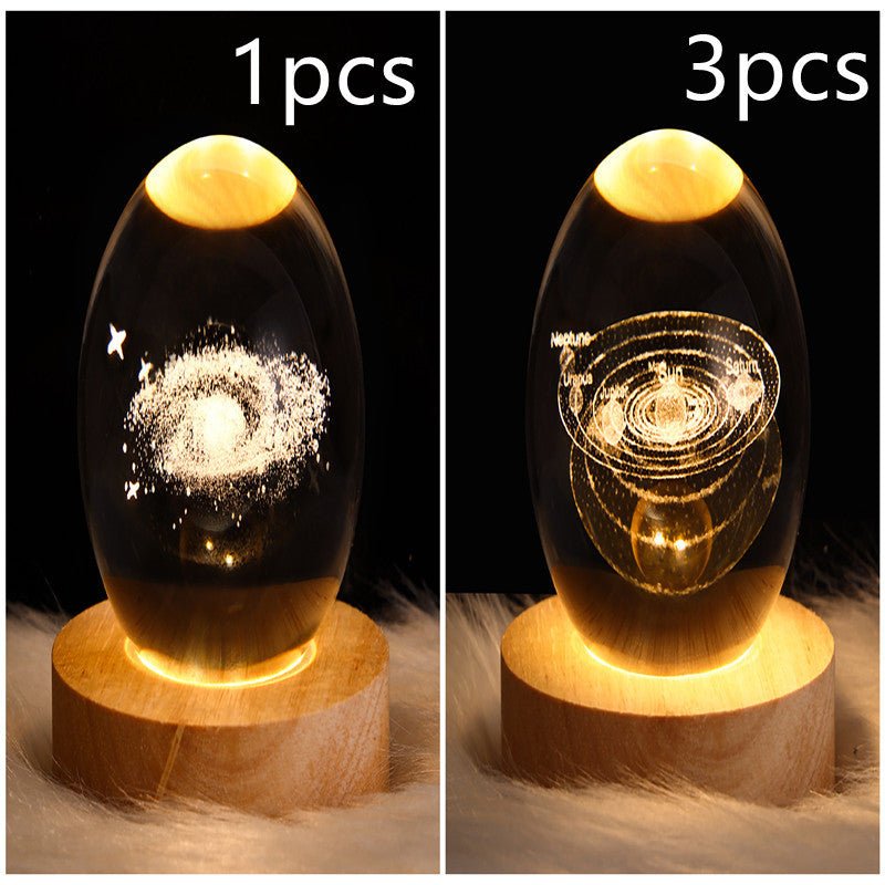 3D Galaxy Crystal Ball LED Night Light, Dimmable Table Lamp