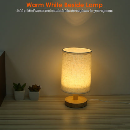 Warm White Bedside Lamp – Modern Bedroom Night Light with USB Plug