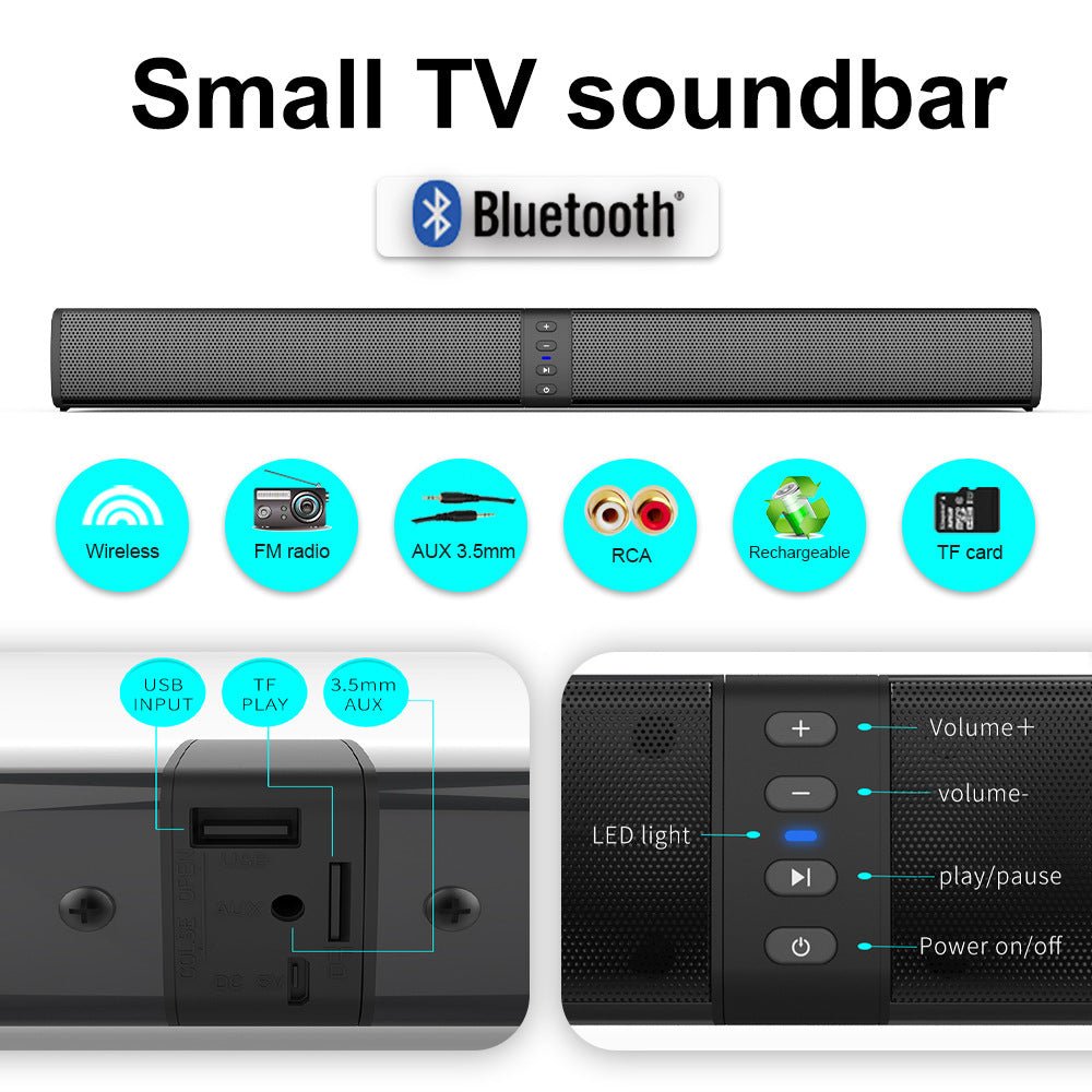 Convertible 2-in-1 Soundbar Speaker, Detachable Stereo Loudspeaker for Home