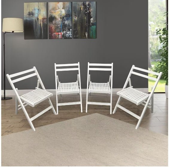 Set of 4 Foldable Slatted Wood Chairs - DonoHome