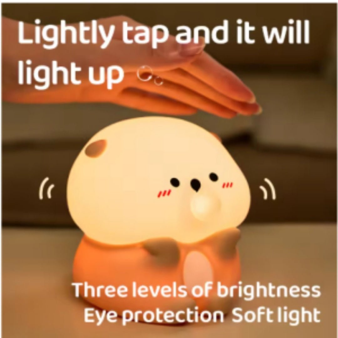 Cute Cartoon Silicone Night Light, Rechargeable Bedside Lamp for Kids Bedroom & Nursery