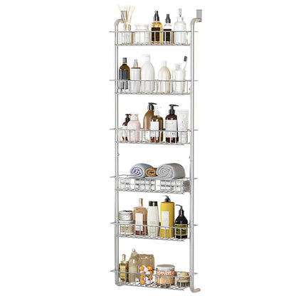 Over-the-Door Pantry Organizer, 6-Tier Hanging Basket Rack (63″, Carbon Steel) – Black/White
