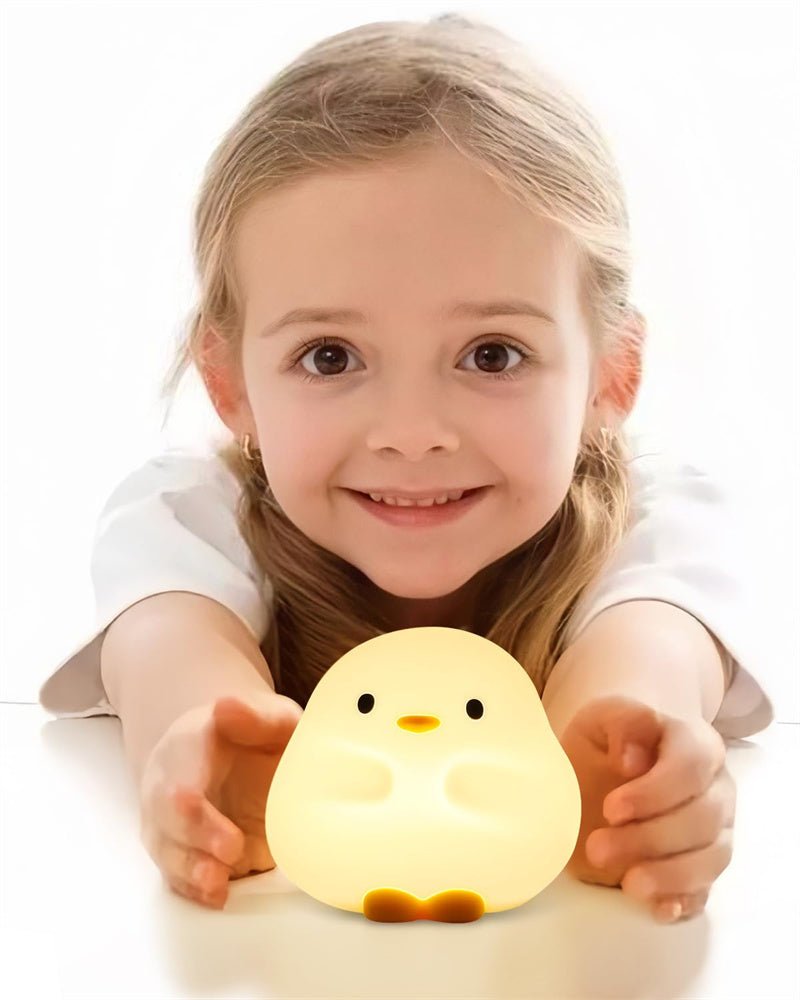 Cute Duck Silicone LED Night Light, USB Rechargeable with Touch Sensor & Timer