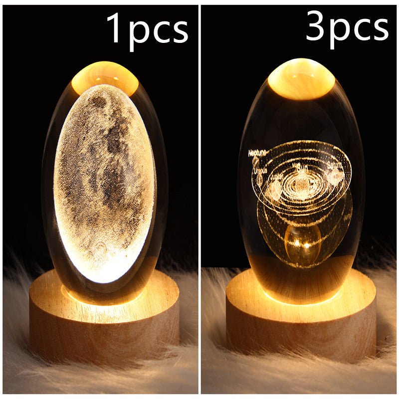 3D Galaxy Crystal Ball LED Night Light, Dimmable Table Lamp