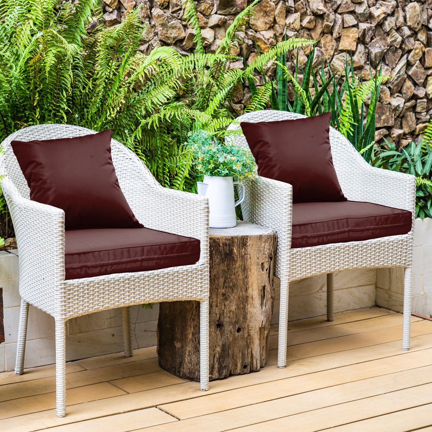 Waterproof Outdoor Seat Cushion Set with Back Pillow - Fade Resistant Chair Pad - DonoHome
