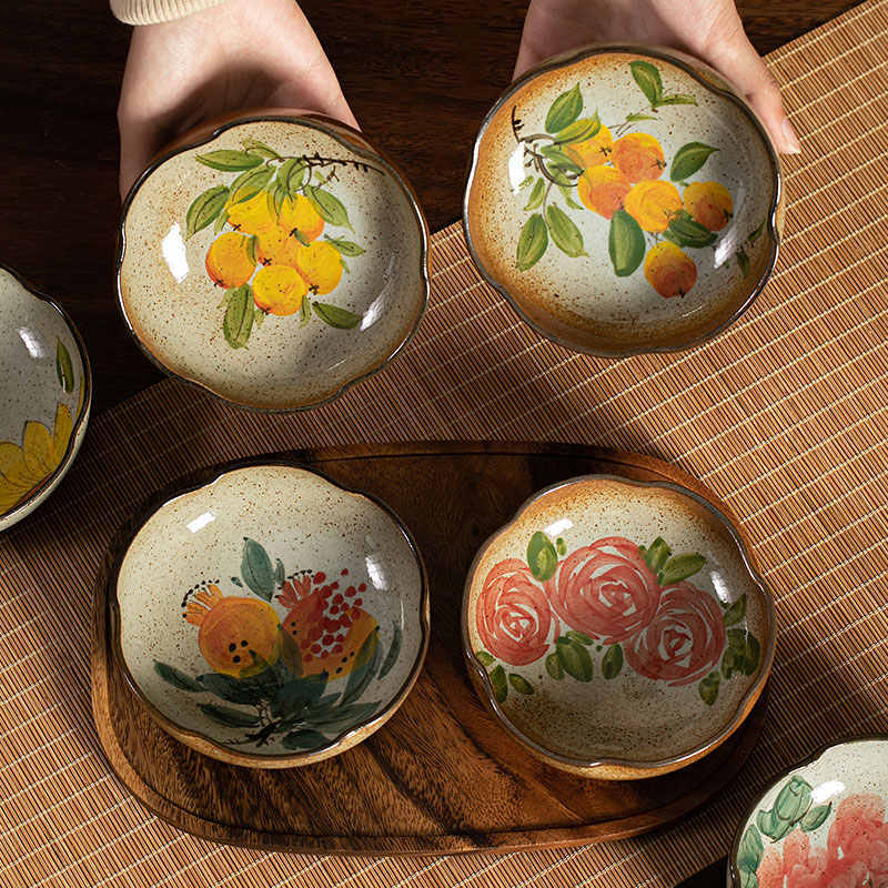 Hand-Painted Ceramic Fruit Snack Plates – Small Decorative Plates for Tea & Appetizers