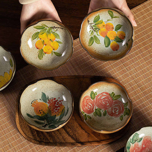 Hand-Painted Ceramic Fruit Snack Plates – Small Decorative Plates for Tea & Appetizers