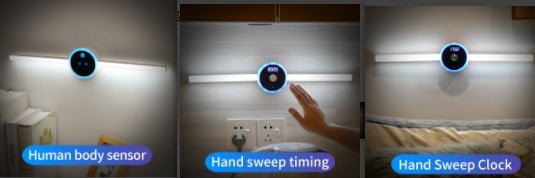 Smart LED Cabinet Light with Motion Sensor, Removable Clock & Timer Function