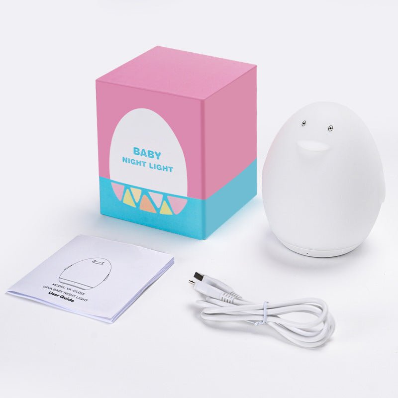 Cute Penguin RGB Silicone Night Light, USB Rechargeable Atmosphere Lamp with Color Changing Modes