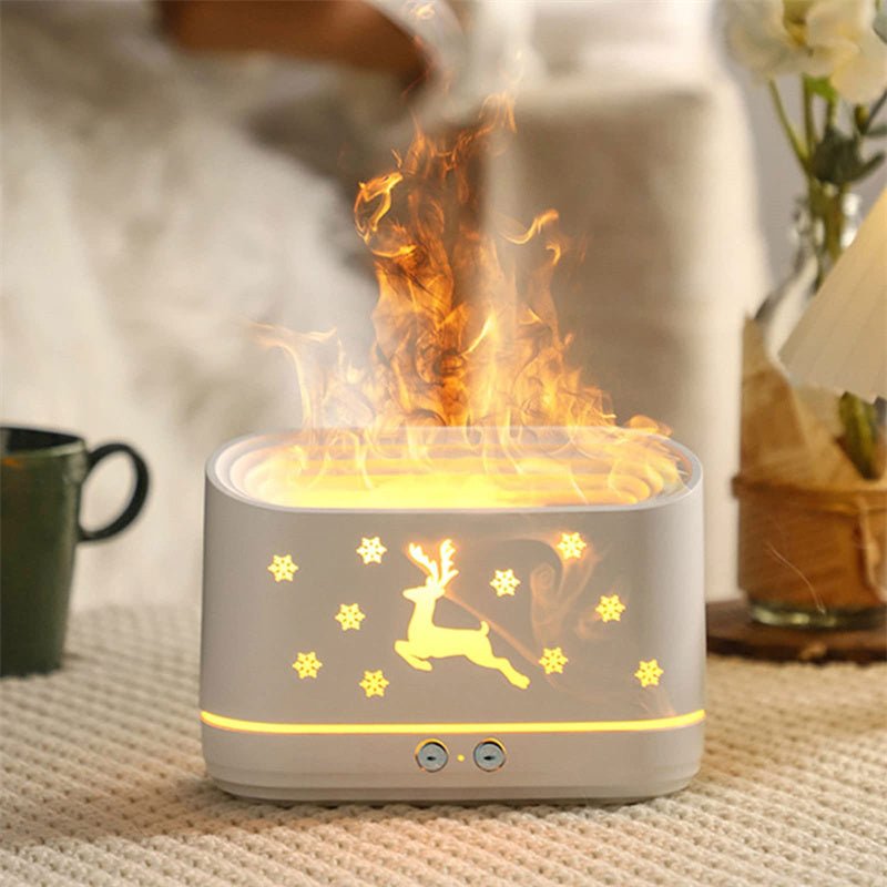 Christmas Flame Humidifier, Mute Essential Oil Diffuser with Elk Pattern