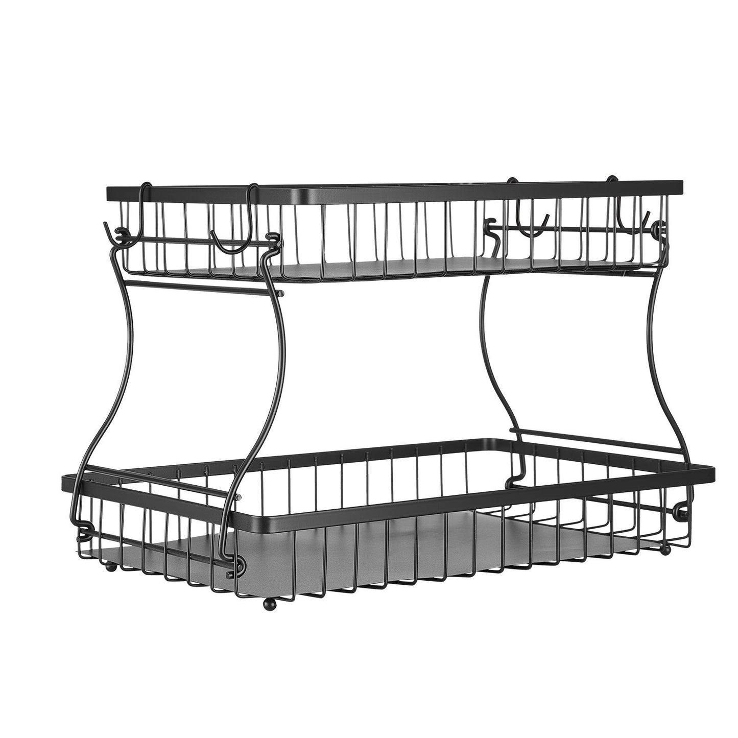 2-Tier Fruit Basket Stand – Kitchen Countertop Storage Rack with Banana Hanger