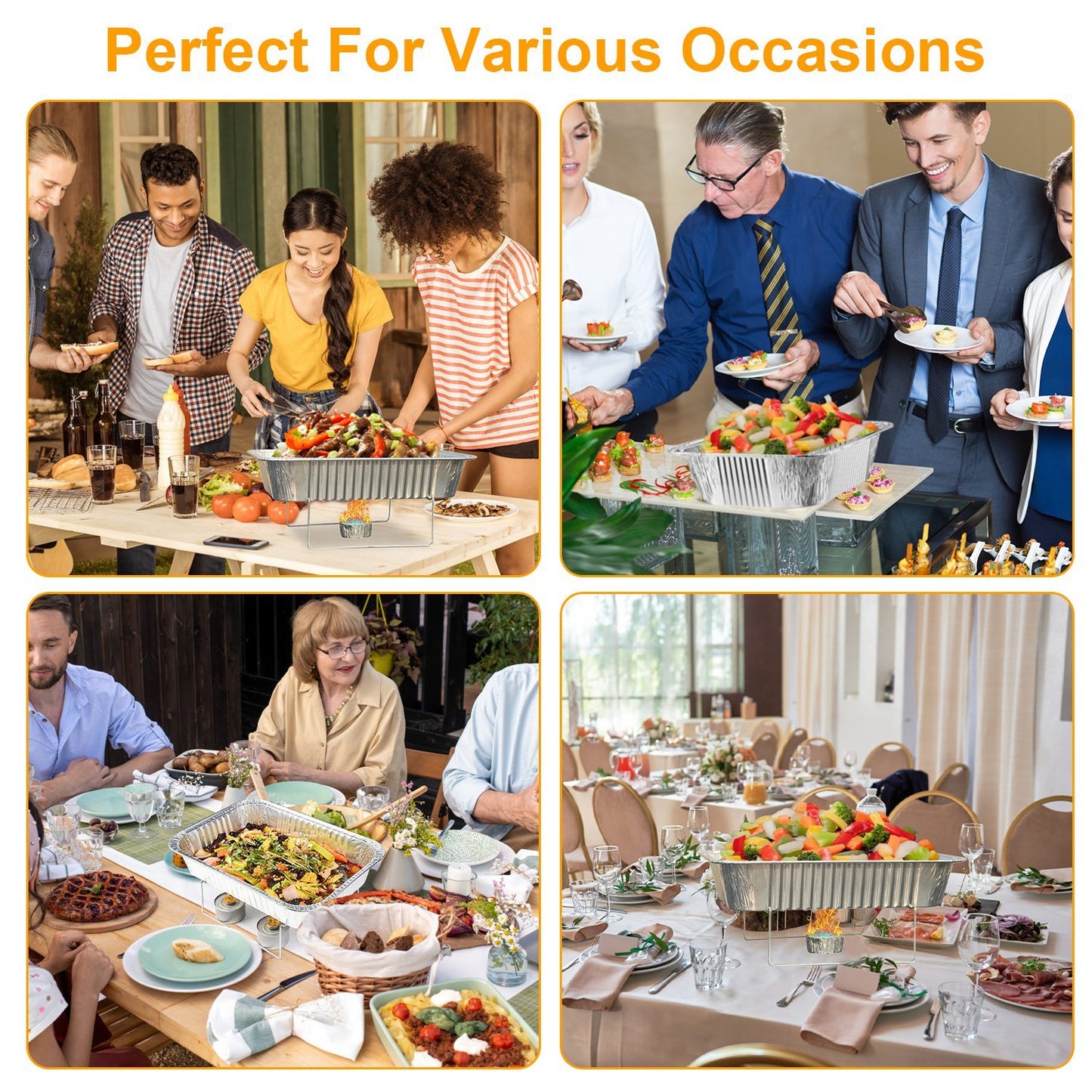 36Pcs Disposable Chafing Dish Buffet Set - Keep Food Warm & Stylish for Catered Events, BBQs - DonoHome