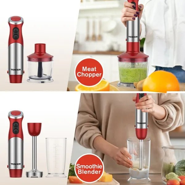 5-in-1 Immersion Hand Blender – 12 Speed Stick Mixer with Stainless Steel Blade, Whisk & Beaker Set