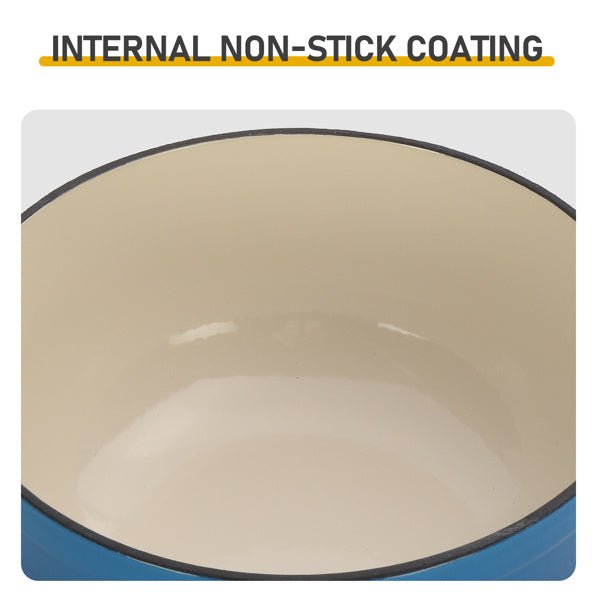 6QT Enamel Cast Iron Dutch Oven, Gradient Blue, with Silicone Handles