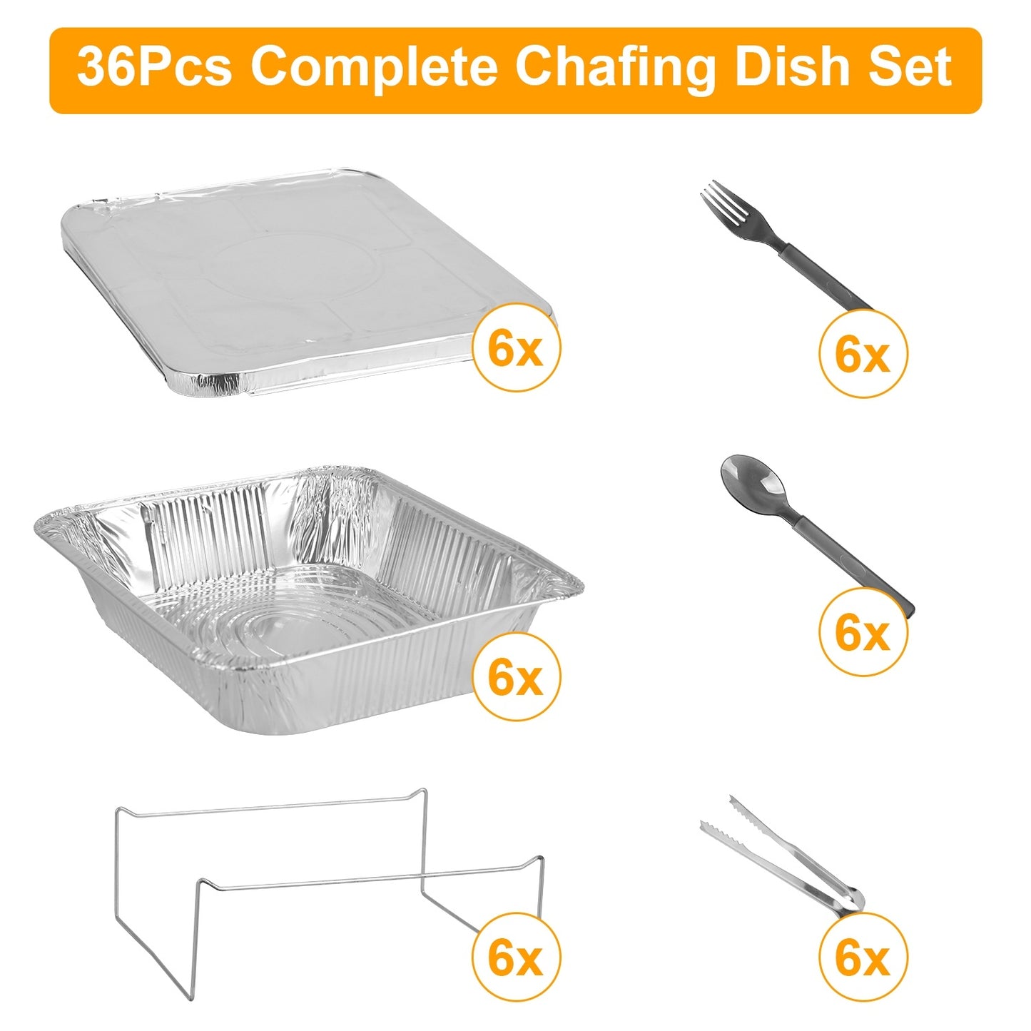 36Pcs Disposable Chafing Dish Buffet Set - Keep Food Warm & Stylish for Catered Events, BBQs - DonoHome