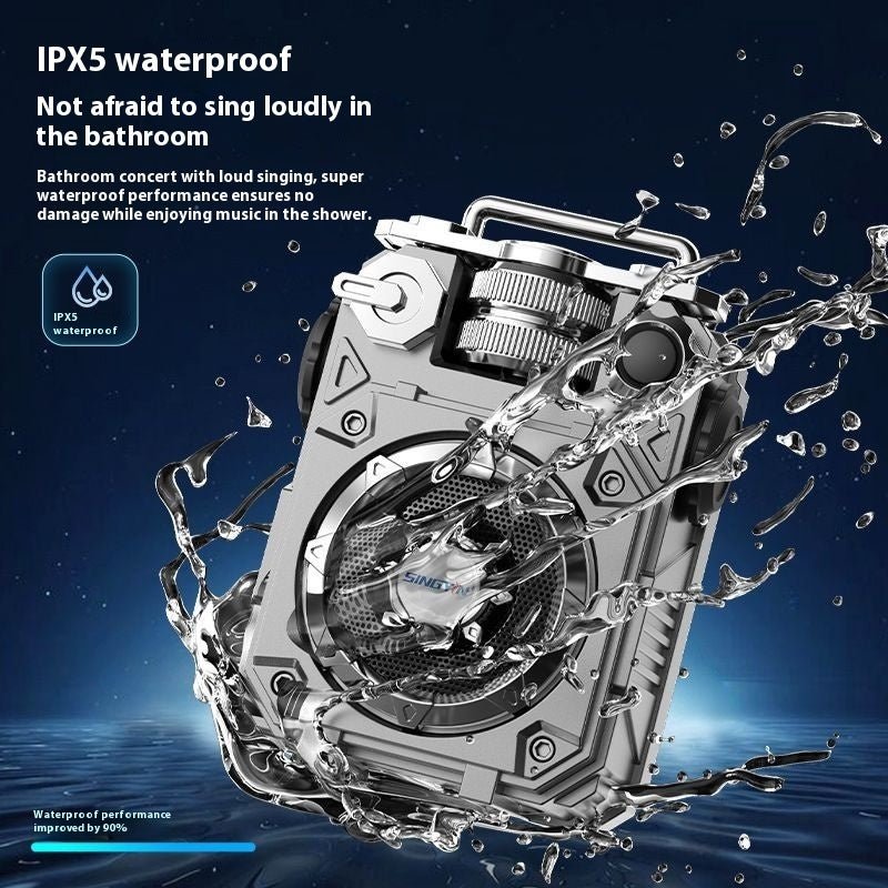 Portable Bluetooth Speaker with Futuristic Mechanical Design, USB Charging