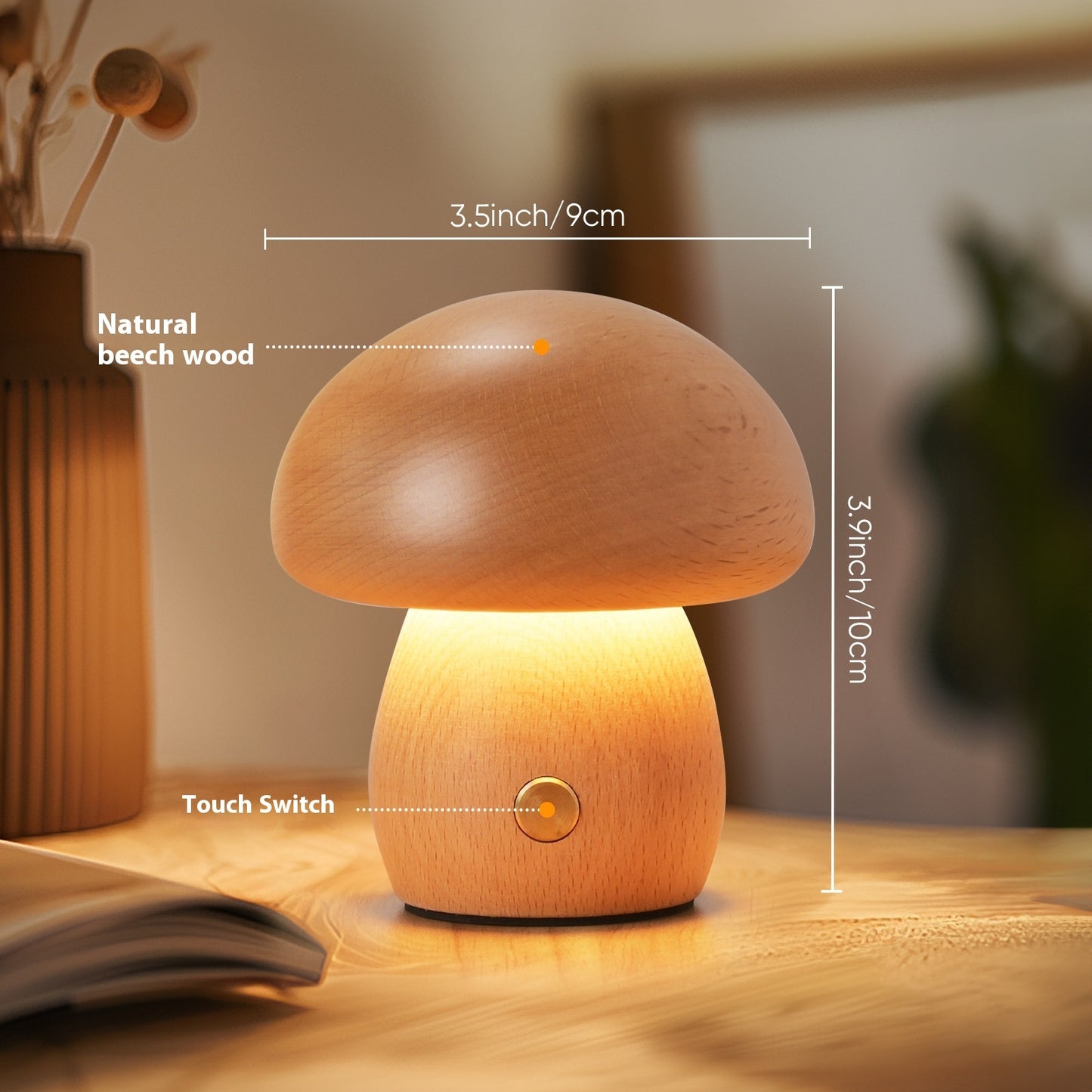 Solid Wood Small Night Lamp Bedroom Bedside Ambience Light