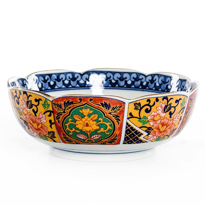 Retro Japanese Peony Pattern Ceramic Rice Bowls – Traditional Tableware for Home Dining