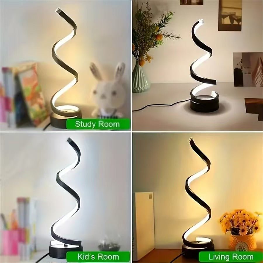 USB Spiral LED Desk Lamp – Modern Adjustable Table Light for Bedroom & Office Decor