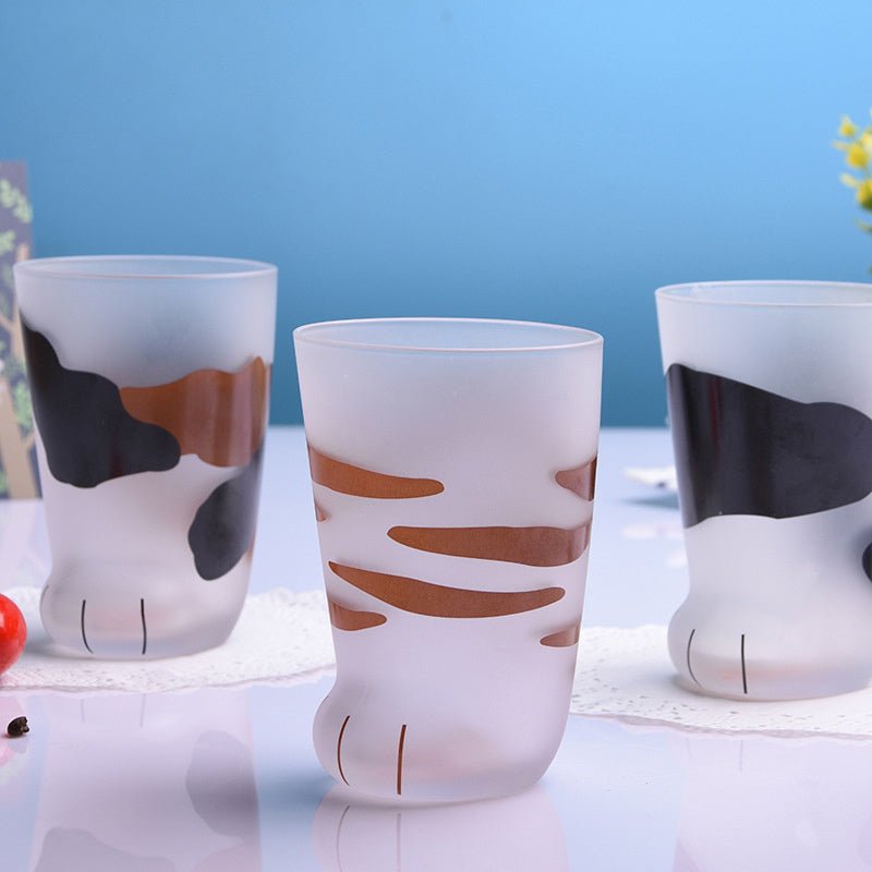 Creative Cat Paw Glass Mug – Cute Tiger Paw Design Coffee & Milk Cup