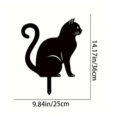 Rustic Metal Cat Garden Stake – Cute Outdoor Yard Decoration