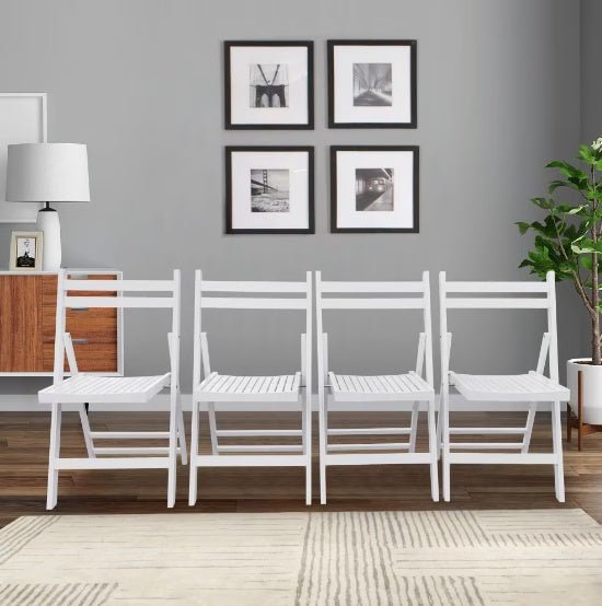 Set of 4 Foldable Slatted Wood Chairs - DonoHome