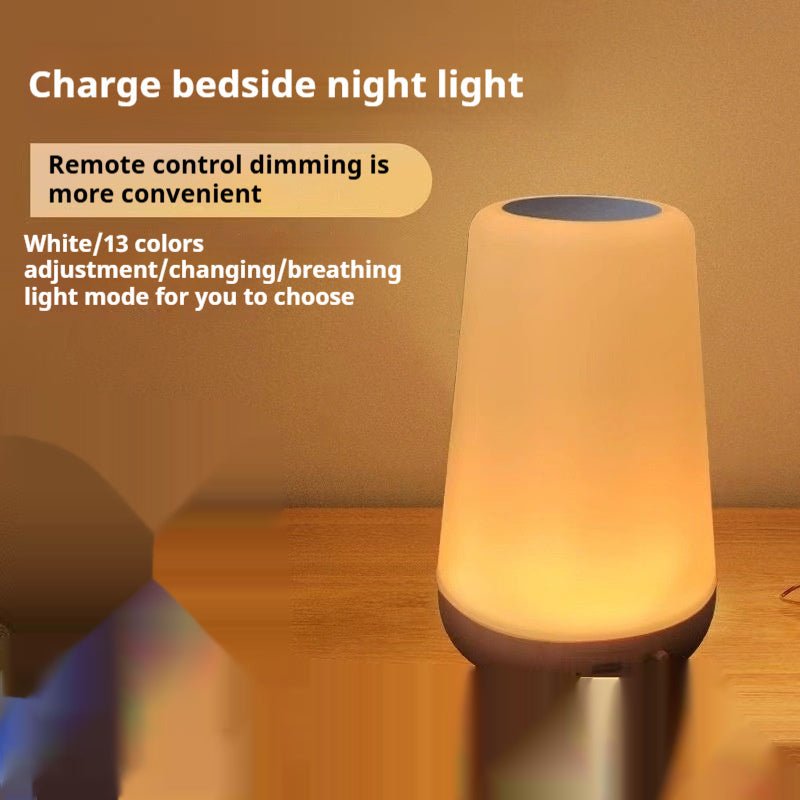 Creative Wood Grain Rechargeable Touch Lamp with Remote Control, Modern Bedside Lighting