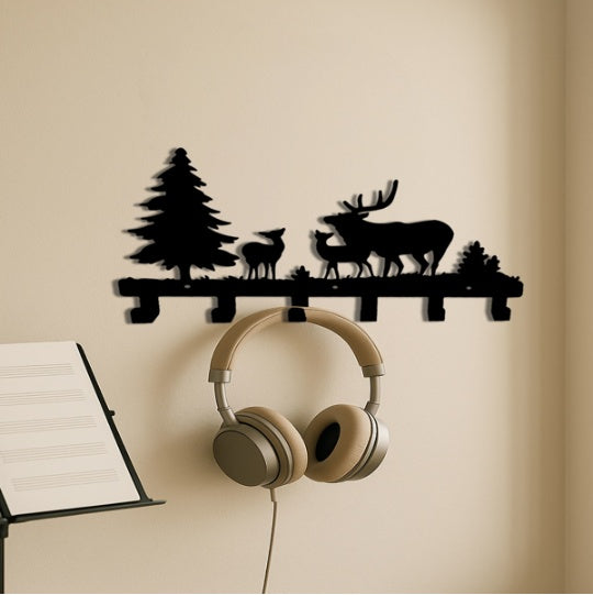 Farmhouse Rustic Animal Coat Hook Rack – Wall Mounted Tree Branch Design with Puppy, Bear & Deer Hooks