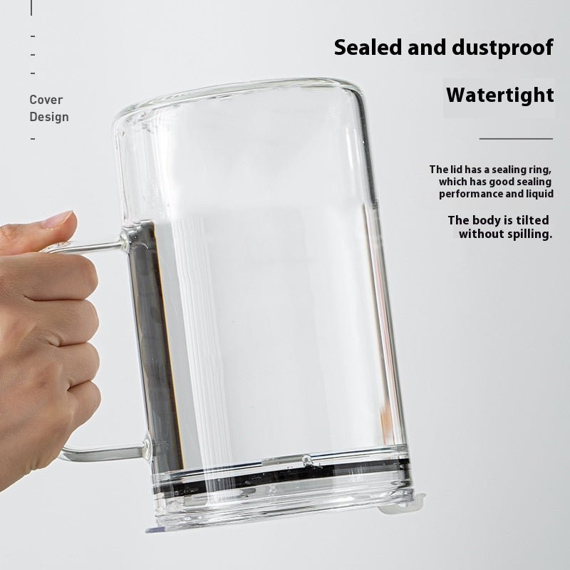 High-Temperature Borosilicate Glass Water Mug with Lid & Straw