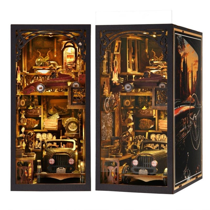 DIY Book Nook Kit, Hand-Assembled Wooden Miniature Cottage with Light