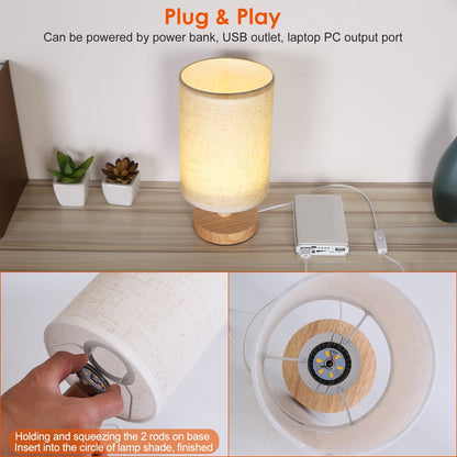 Warm White Bedside Lamp – Modern Bedroom Night Light with USB Plug
