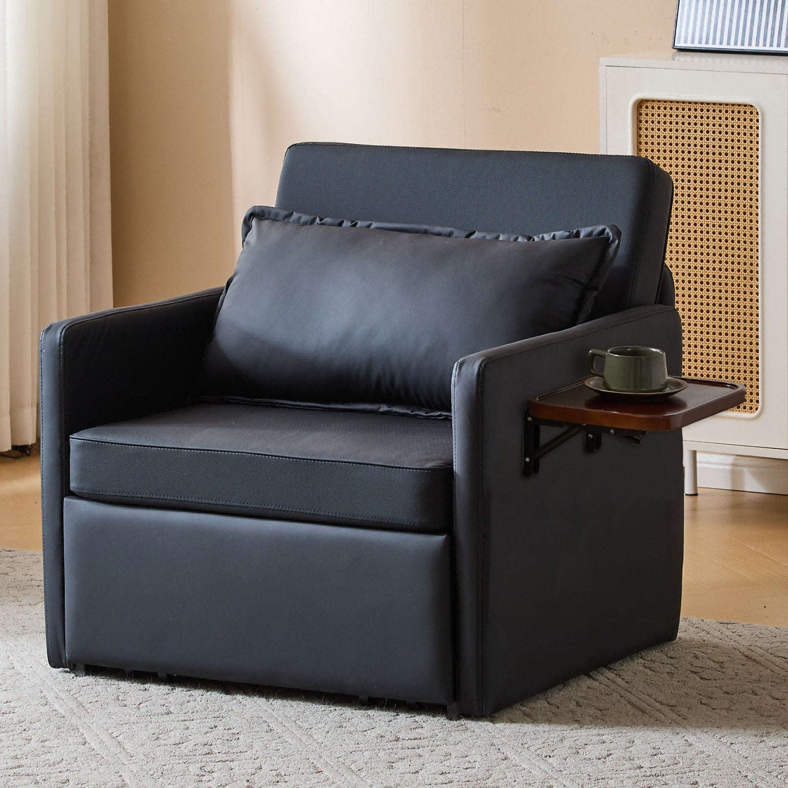 3-in-1 Sleeper Chair with USB Charging Ports and Tray Table - DonoHome