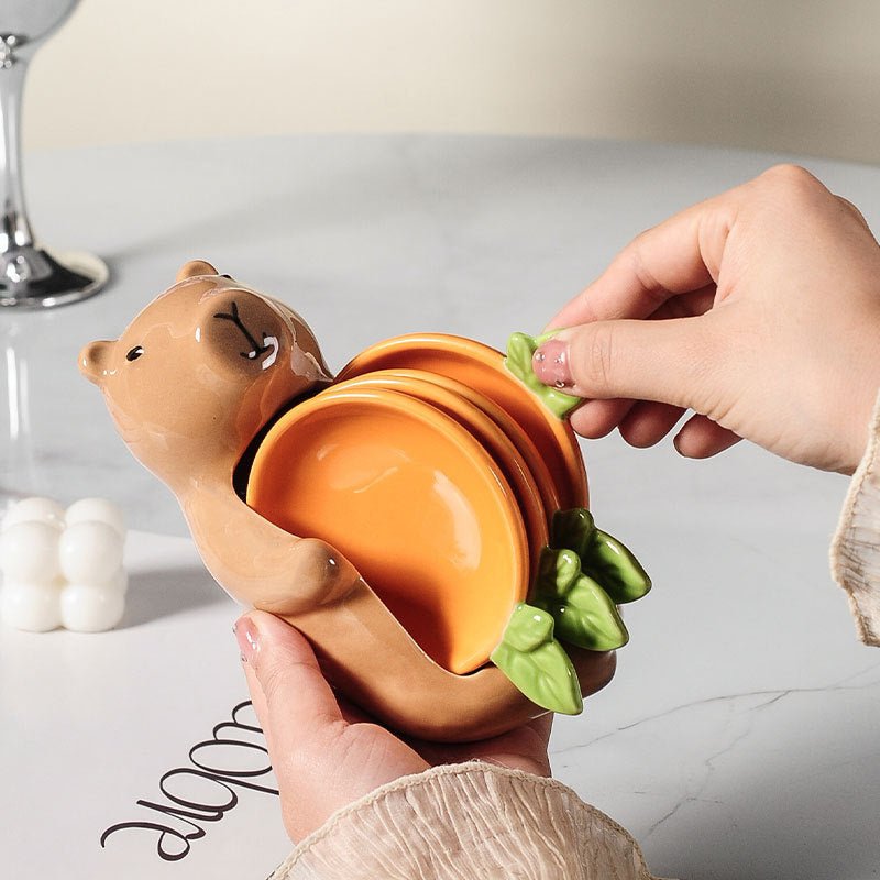 Cute Capybara Hot Pot Sauce Dish Set - Mild Luxury Retro Ceramic