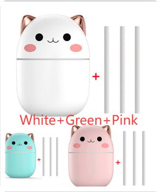 Cute Cat USB Air Humidifier & Aroma Diffuser with LED Light for Home & Car