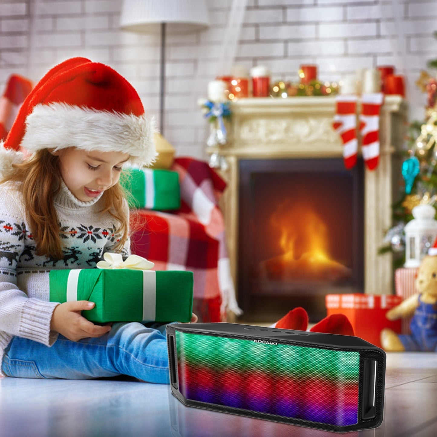 Portable Wireless LED Bluetooth Speaker with FM Radio, USB/SD Reading, AUX-in & Multicolor Lights