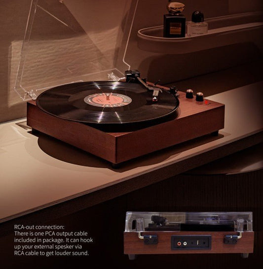 Record Player E300 Vintage Turntable with Built-in Stereo Speakers, Classic Vinyl Player