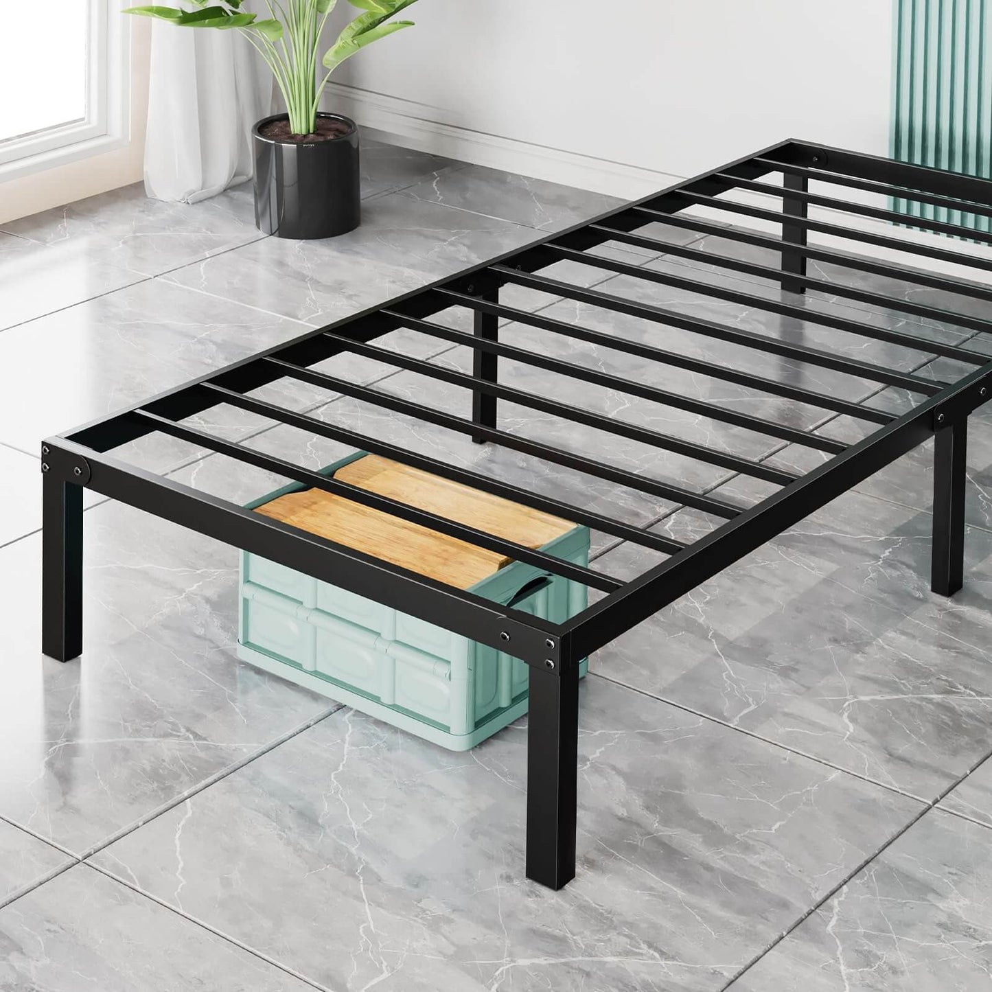 Heavy-Duty Metal Platform Bed Frame (No Box Spring Needed, Noise-Free) – Twin/Full/Queen/King