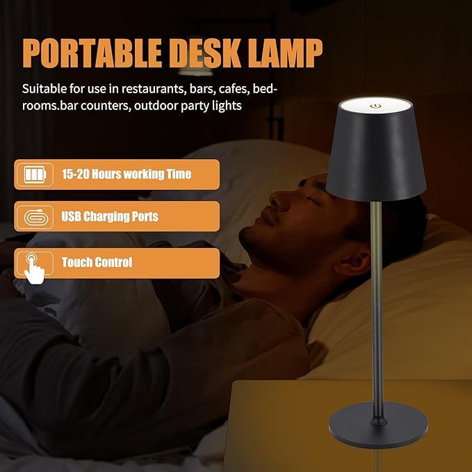 Waterproof Rechargeable Table Lamp – Creative LED Bedside & Desk Light for Home & Outdoor Use