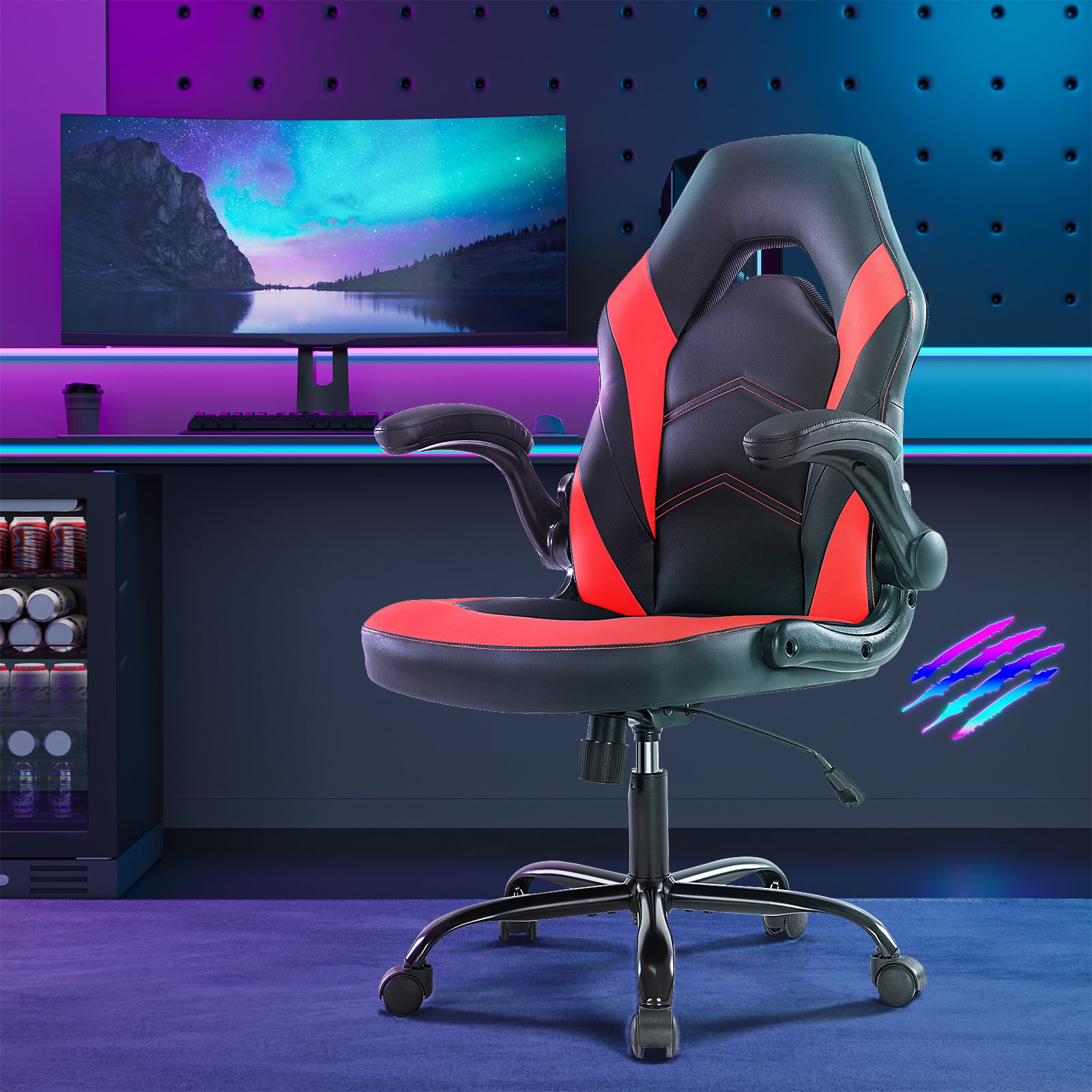 PU Leather Ergonomic Office Chair Swivel Computer Gaming Chair With Lumbar Support - DonoHome